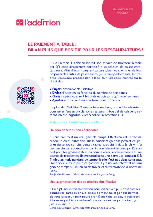 PAIEMENT A TABLE L Addition Fait Le Bilan RESTO Today PAIEMENT A TABLE L Addition Fait Le Bilan RESTO Today